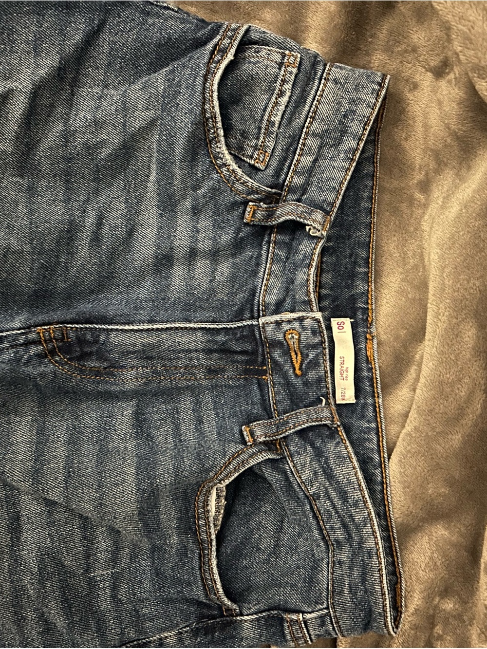 Straight Leg Blue Denim Jeans